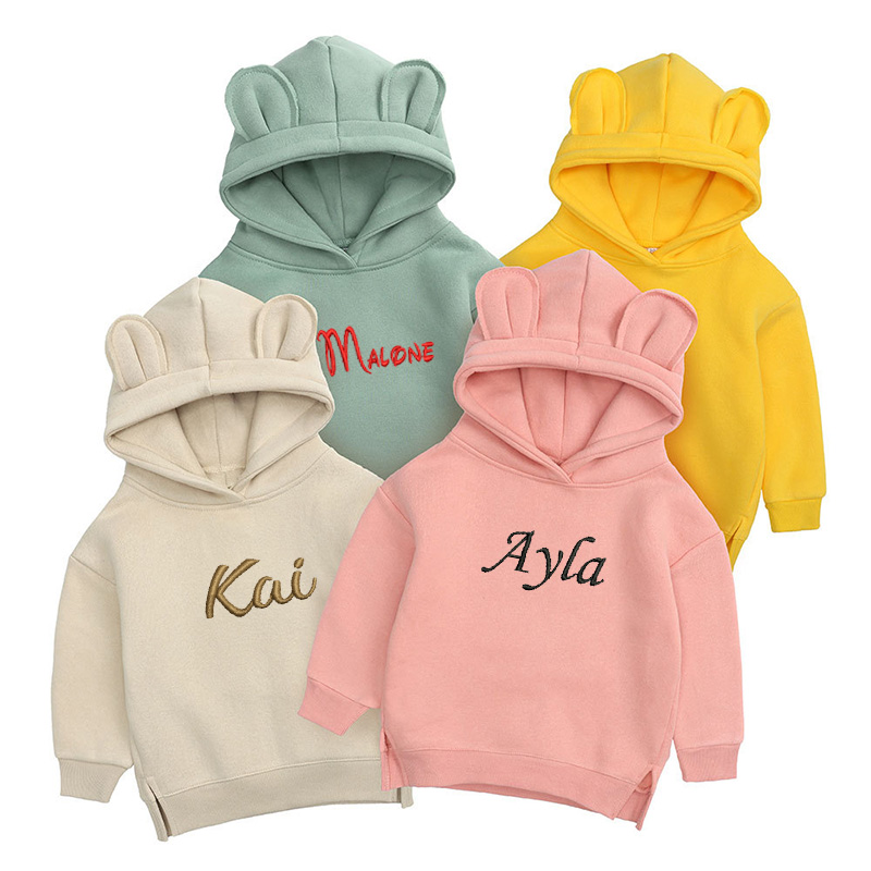 Baby Clothing Jumpers - Gepersonaliseerde Borduurwerk Kinderen Beer Hoodie Aangepaste